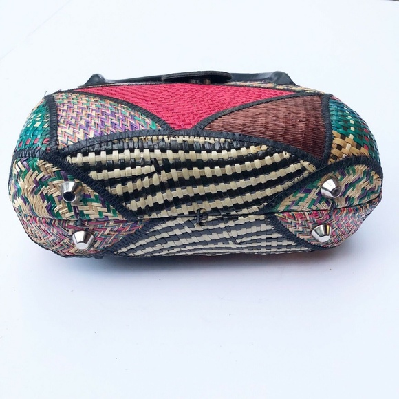 Vintage Woven Wicker Hardside Purse Boho Handbag - Picture 2 of 8